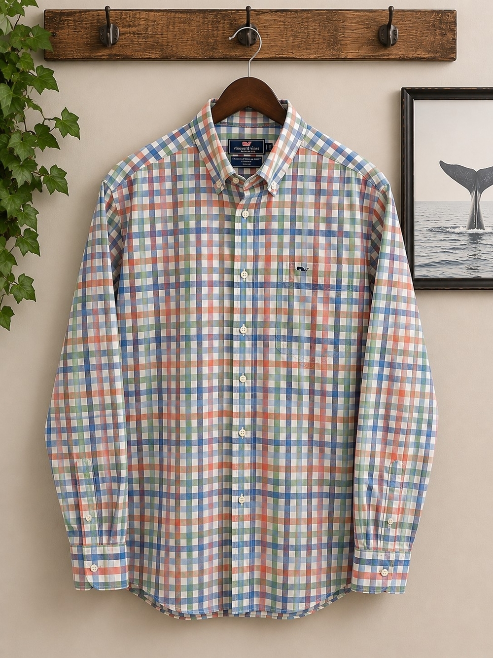 Vineyard Vines Men's Multi-Check Button-Down Shirt in Pastel Plaid Large